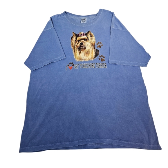 Comfort Colors Faded Blue I Love My‎ Yorkshire Terrier Tee-Shirt Size XL N92 - Picture 10 of 10